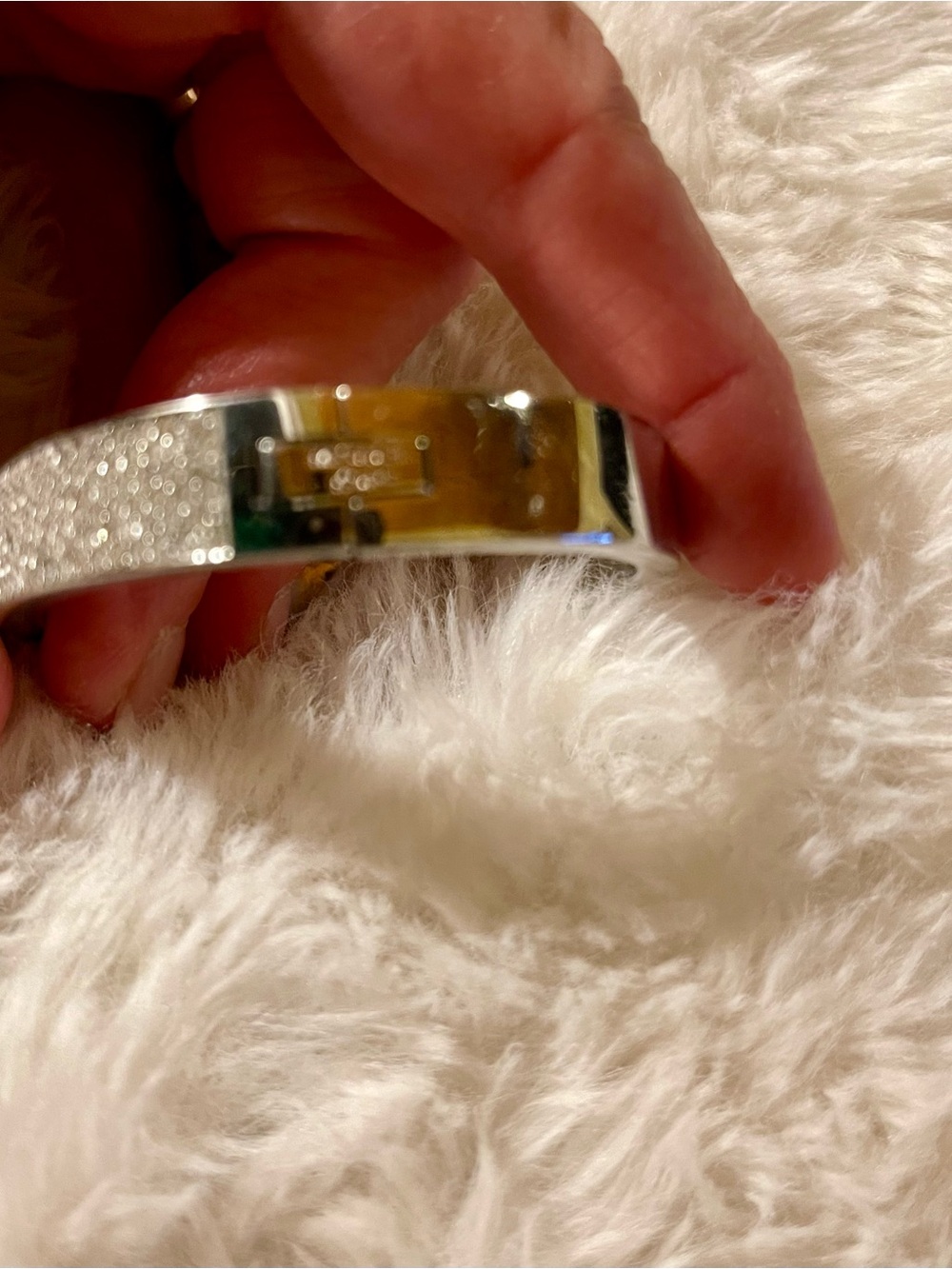 Michael Kors Silver Crystal Pavé Logo Bangle Bracelet - Picture 4 of 7